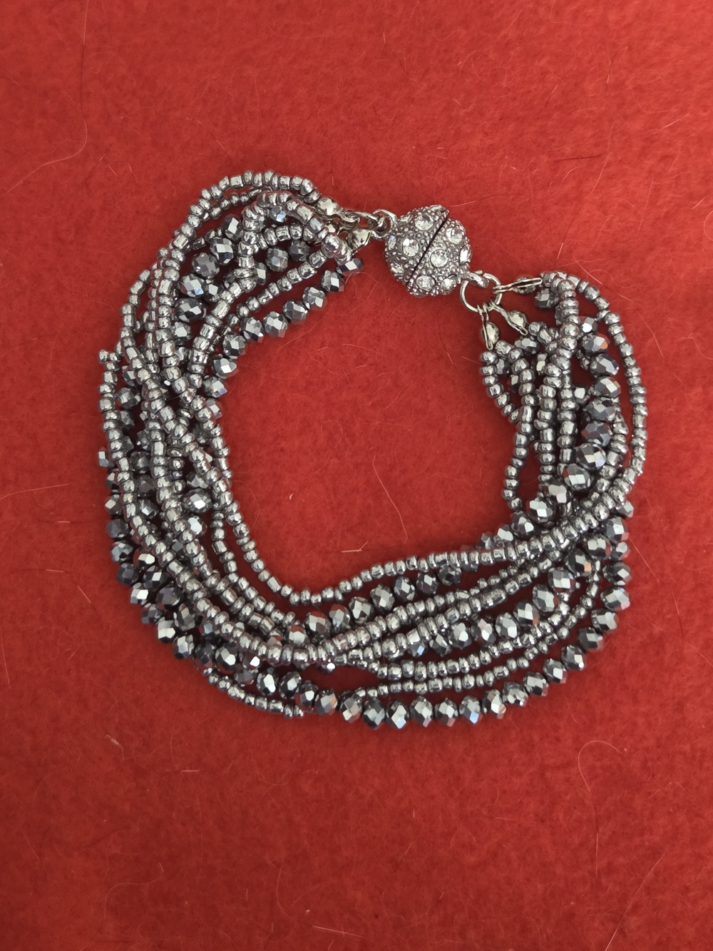 Beaded Multi-Strand Hematite Bracelet - Women's Jewelry